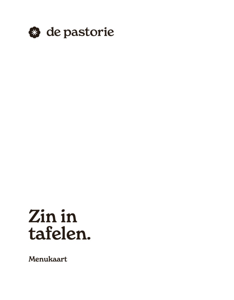 Menukaart de pastorie — Zin in tafelen.